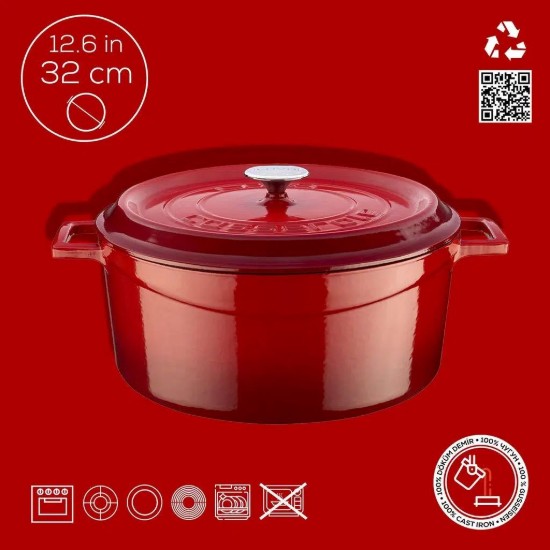 Cratita fonta, 32cm/9,86L, "Trendy", Rosu  - LAVA