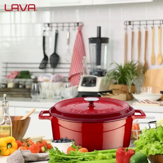 Cratita fonta, 32cm/9,86L, "Trendy", Rosu  - LAVA