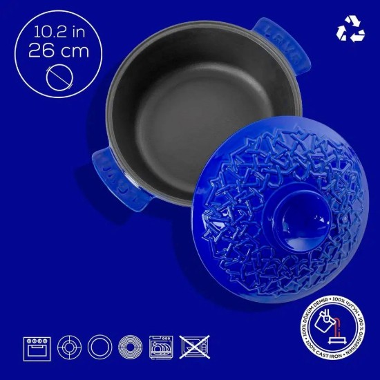 Cratita fonta, 26cm/4,35L, "Anatolia", Majolica Blue - LAVA