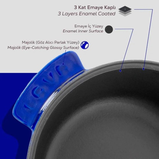 Cratita fonta, 26cm/4,35L, "Anatolia", Majolica Blue - LAVA