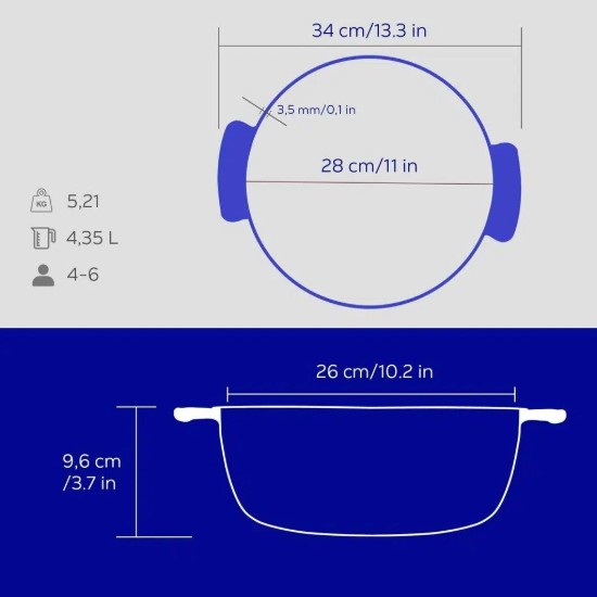 Cratita fonta, 26cm/4,35L, "Anatolia", Majolica Blue - LAVA