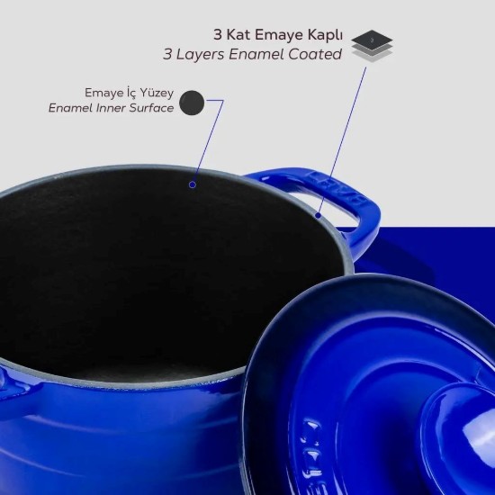 Cratita fonta, 23cm/4,9L, "Experience", Albastru- LAVA