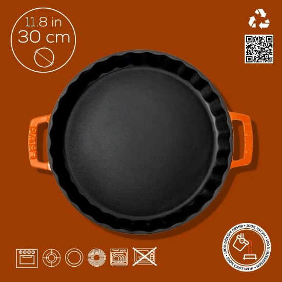Tava de copt, fonta, 30cm/2,72L, Portocaliu - LAVA