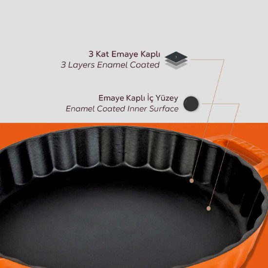 Tava de copt, fonta, 30cm/2,72L, Portocaliu - LAVA