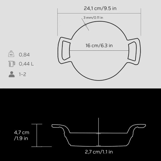 Tava fonta, 16 cm, Negru - LAVA