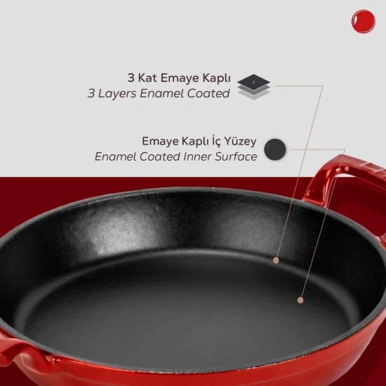 Tava fonta, 16 cm, Rosu - LAVA