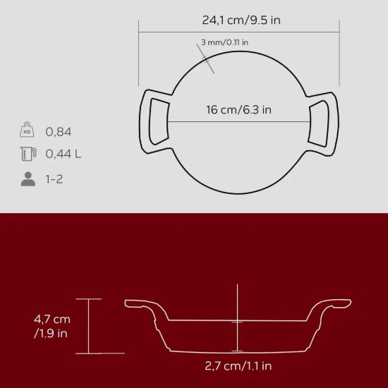 Tava fonta, 16 cm, Rosu - LAVA
