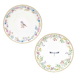 Set 2 farfurii, portelan, cu model embosat, 16cm, "Fancy Garden" - Nuova R2S