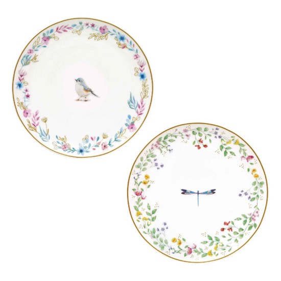 Set 2 farfurii, portelan, cu model embosat, 16cm, "Fancy Garden" - Nuova R2S