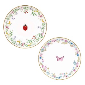 Set 2 farfurii, portelan, cu model embosat, 16cm, "Fancy Garden" - Nuova R2S