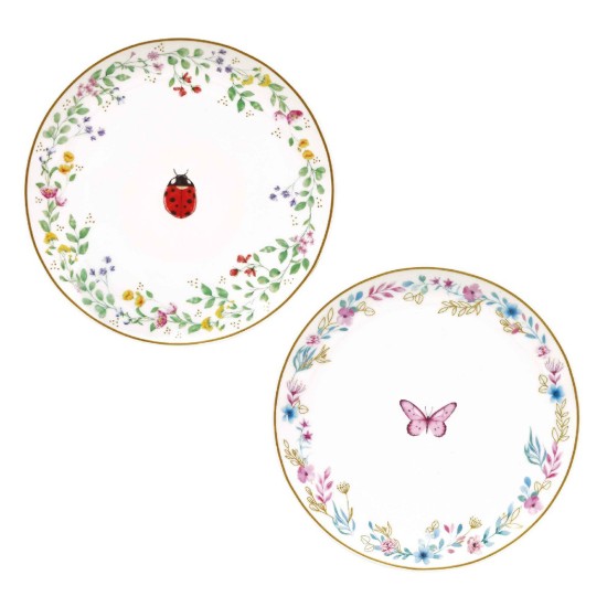 Set 2 farfurii, portelan, cu model embosat, 16cm, "Fancy Garden" - Nuova R2S