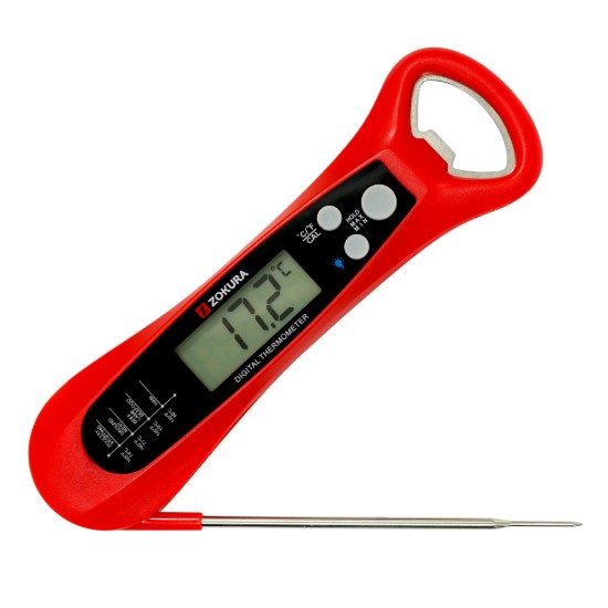 Termometru digital cu desfacator incorporat, Rosu - Zokura