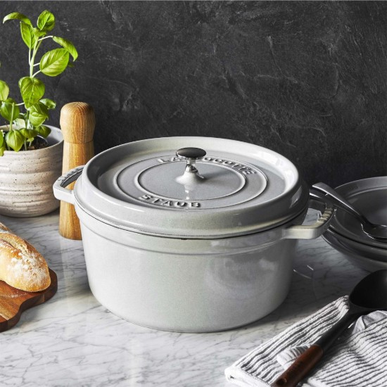 Oala adanca Cocotte fonta, 24cm/4,7L, White Truffle - Staub