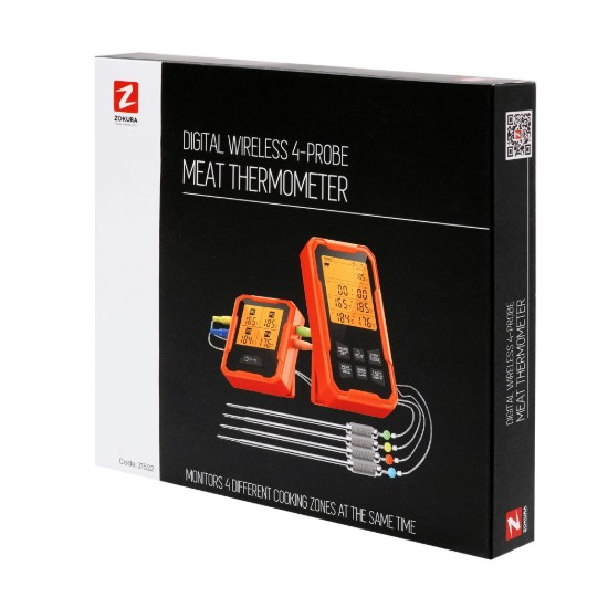 Termometru digital wireless pentru carne, cu 4 sonde - Zokura