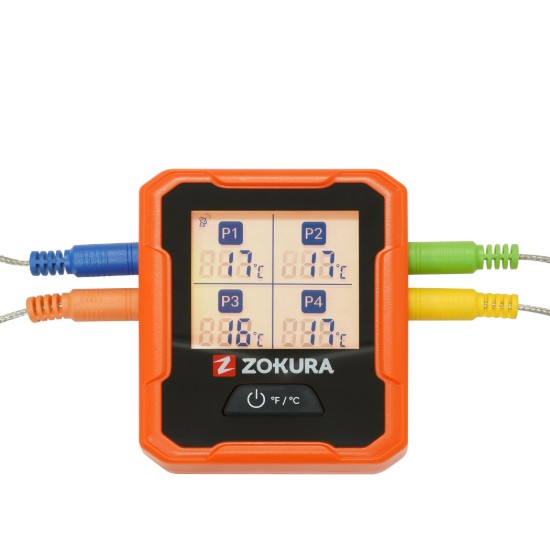 Termometru digital wireless pentru carne, cu 4 sonde - Zokura