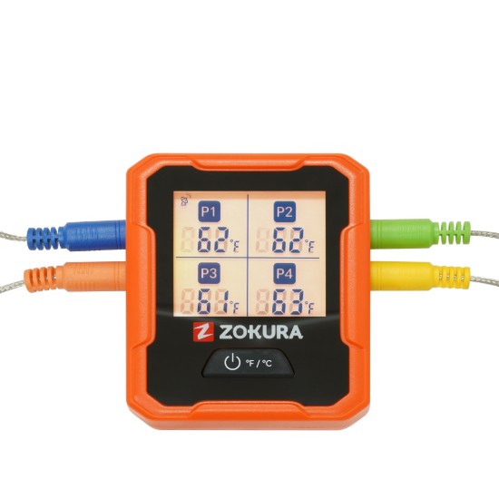 Termometru digital wireless pentru carne, cu 4 sonde - Zokura