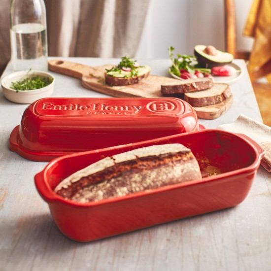 Vas pentru paine Batard, ceramica, 39x16,5cm/4,5L, Poppy Red Editie Limitata - Emile Henry