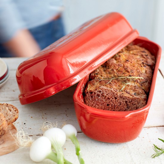 Vas pentru paine Batard, ceramica, 39x16,5cm/4,5L, Poppy Red Editie Limitata - Emile Henry