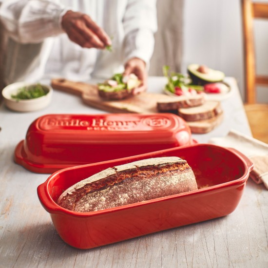 Vas pentru paine Batard, ceramica, 39x16,5cm/4,5L, Poppy Red Editie Limitata - Emile Henry