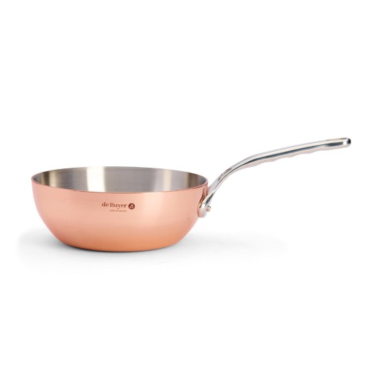 Tigaie conica saute, cupru-inox, 20 cm/1,7 l, "Inocuivre" - de Buyer
