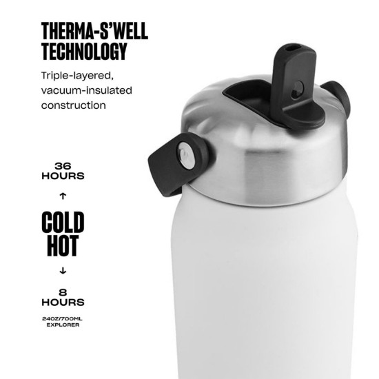 Sticla termos, inox, 700ml, "Explorer Flip Straw", Moonstone - S'well