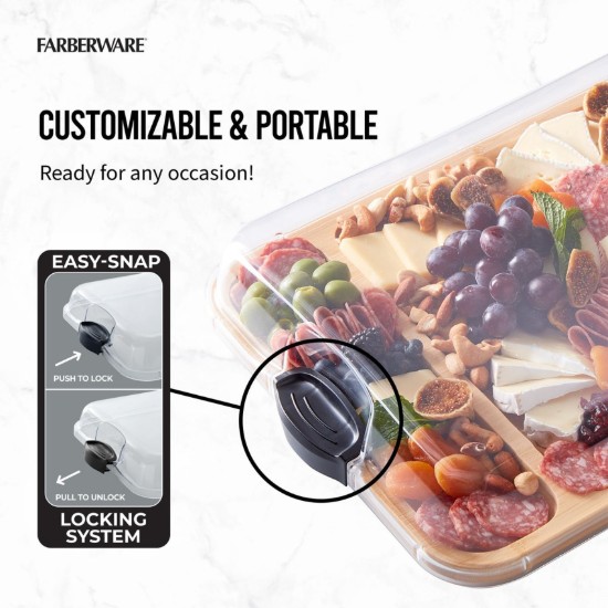 Platou servire, cu capac, bambus, 30,5x40,5cm - Farberware