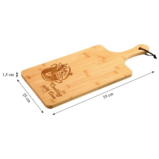 Platou servire, bambus, 55 x 25 x 1,5 cm, "Cooking with love" - Kesper