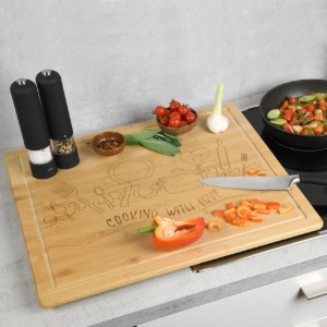 Tocator cu picioruse, bambus, 56 x 50 x 3,1 cm, "Cooking with love" - Kesper