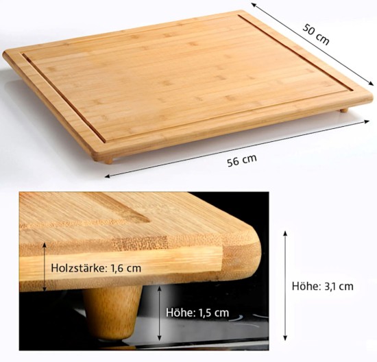 Tocator cu picioruse, bambus, 56 x 50 x 3,1 cm, "Cooking with love" - Kesper