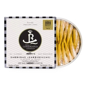 Sardine foarte mici în ulei de măsline (18/22 bucăți) Ediție Limitată, 112 g ℮ - Real Conservera, Spania