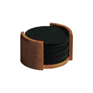 Set 12 suporturi pahare, pasla sintetica, 10 cm, Negru - Kesper