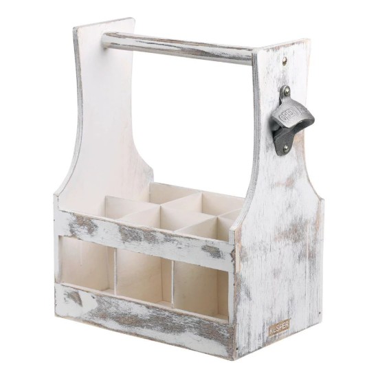 Lada transport sticle bere, cu 6 compartimente, Vintage White - Kesper