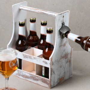 Lada transport sticle bere, cu 6 compartimente, Vintage White - Kesper