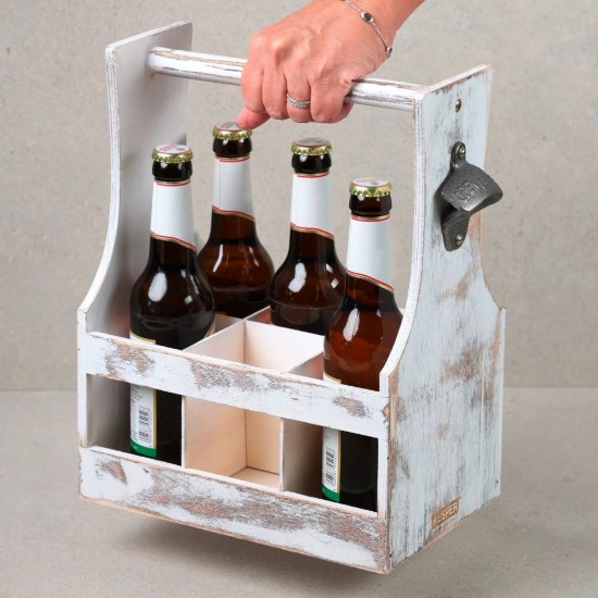 Lada transport sticle bere, cu 6 compartimente, Vintage White - Kesper