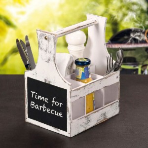 Suport tacamuri/sosuri, cu 6 compartimente, Vintage White - Kesper