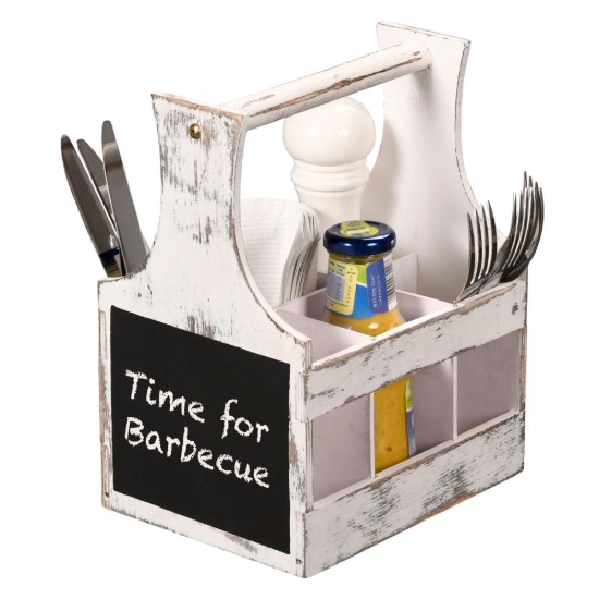 Suport tacamuri/sosuri, cu 6 compartimente, Vintage White - Kesper