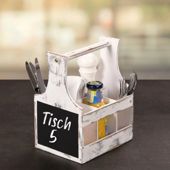 Suport tacamuri/sosuri, cu 6 compartimente, Vintage White - Kesper