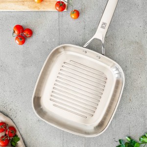 Tigaie grill patrata, 3-Ply, inox, 28 x 28 cm, "Signature" - BRA