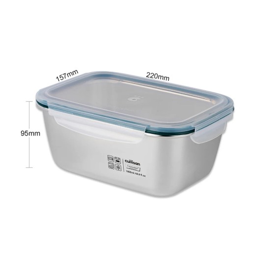 Caserola dreptunghiulara pentru pranz, inox, 1800ml, "Simple" - Cuitisan