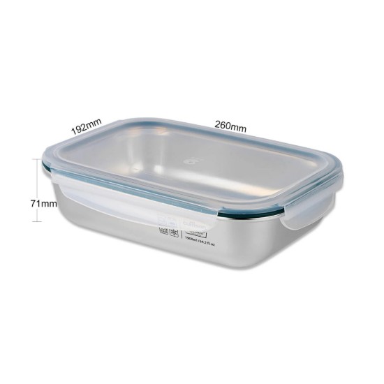 Caserola dreptunghiulara pentru pranz, inox, 1900ml, "Simple" - Cuitisan