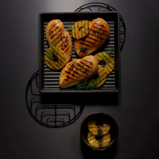 Tava grill patrata, aluminiu, 26 x 26 cm, "Speed Oven" - AMT Gastroguss