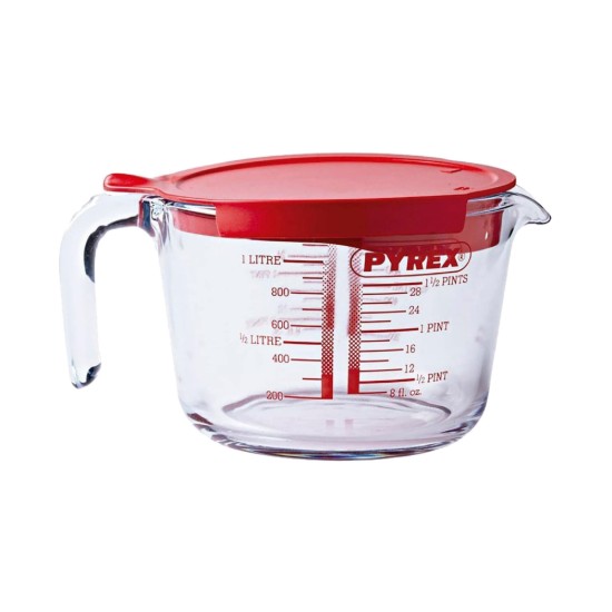 Cana gradata, cu capac, sticla termorezistenta, 1000ml, "Cook&Enjoy" - Pyrex