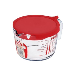 Cana gradata, cu capac, sticla termorezistenta, 1000ml, "Cook&Enjoy" - Pyrex