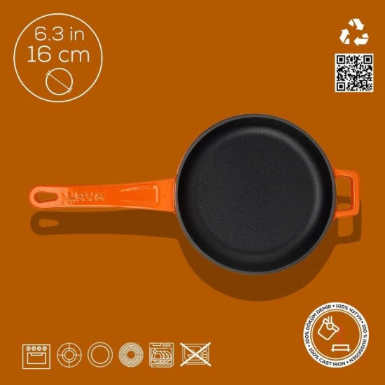 Tigaie fonta, 16 cm, Portocaliu - LAVA