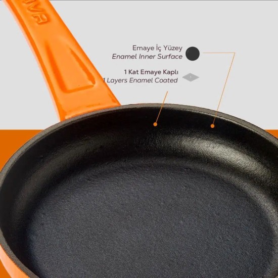 Tigaie fonta, 16 cm, Portocaliu - LAVA