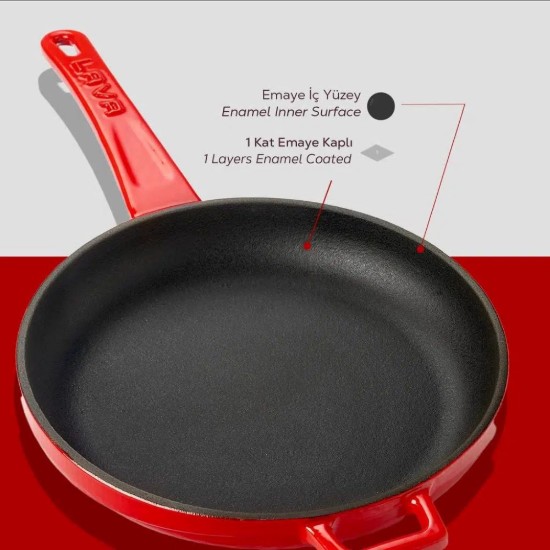 Tigaie fonta, 20 cm, Rosu - LAVA