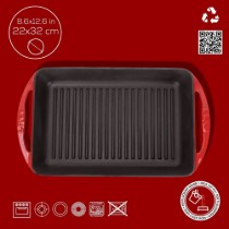 Tava grill, fonta, 32 x 22 cm, Rosu - LAVA