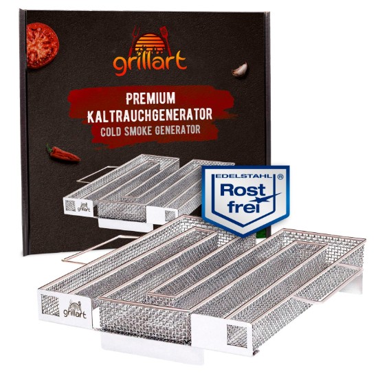Generator premium de fum rece, fabricat din inox, 22x22x4,5 cm, Grillart GA-1011