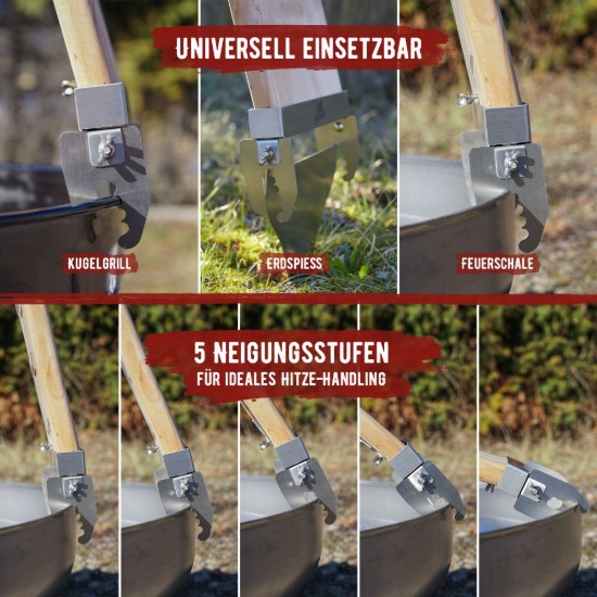 Placa premium pentru somon afumat din lemn de cires, 18x55x2,5 cm, cu suport din otel inoxidabil Grillart GA-1024-3