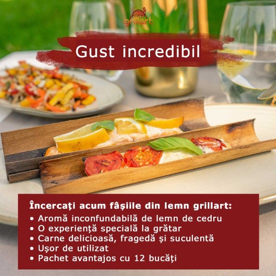 Set fasii din lemn 12 bucati 19x17 cm pentru gatit la gratar Grillart GA-1009-1